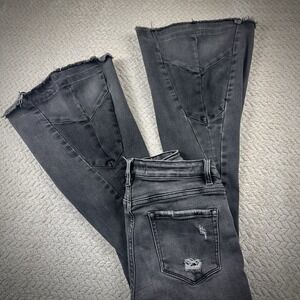 Bridge by Gly Flare Bell Bottoms BOHO Distressed stretch Womens Jeans 26x34 Gray